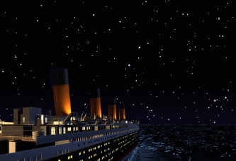 The Titanic at 11:35 p.m., April 14, 1912